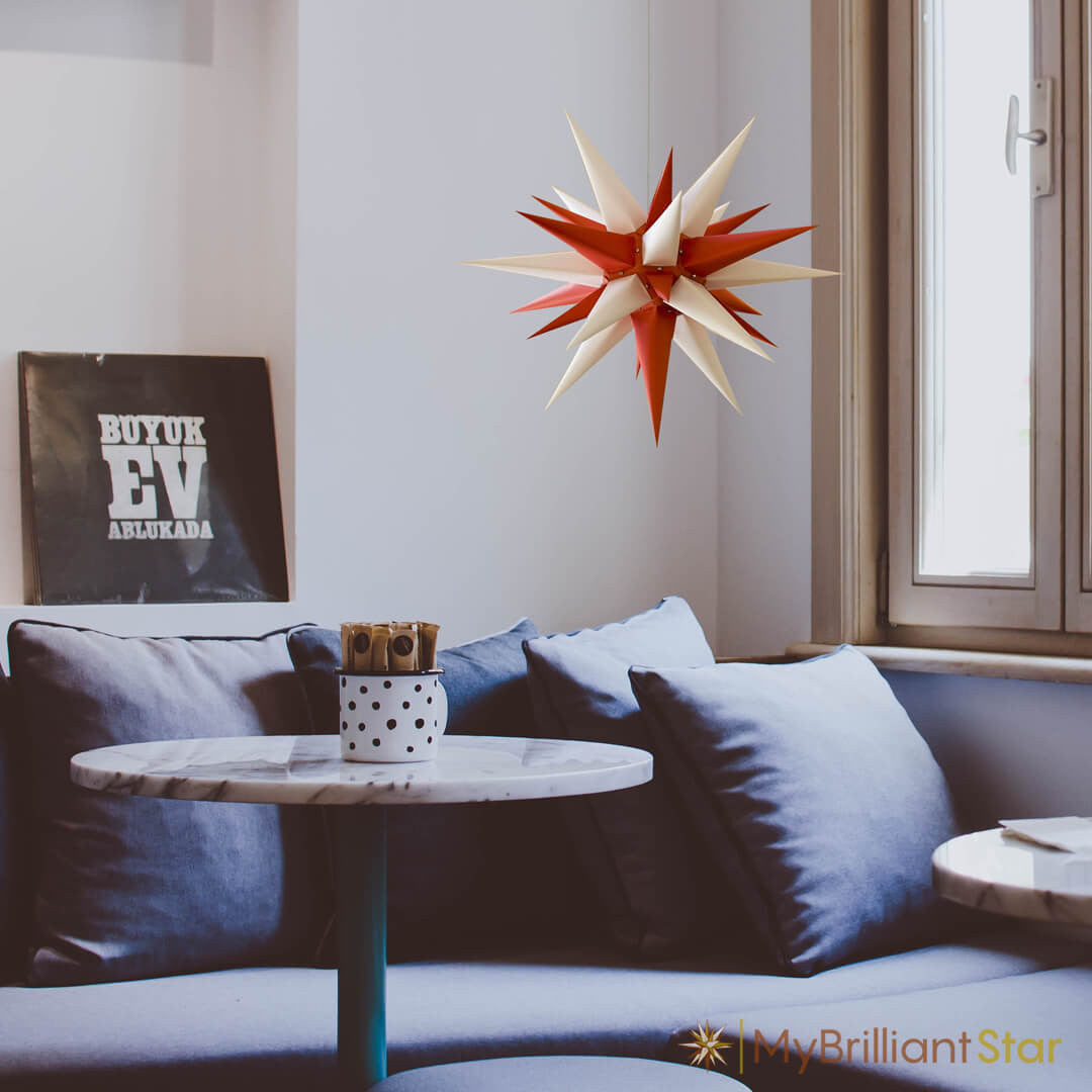 Original Herrnhut paper star, white / red, ~ 60 cm / 24 inch ø