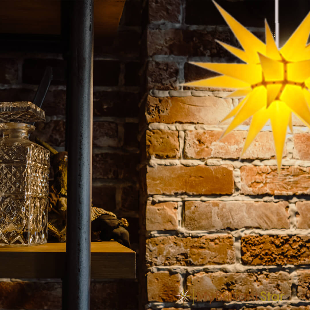 Original Herrnhut paper star, yellow, ~ 60 cm / 24 inch ø