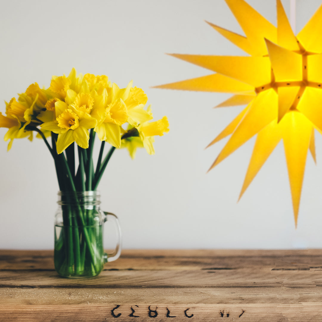 Original Herrnhut paper star, yellow, ~ 60 cm / 24 inch ø