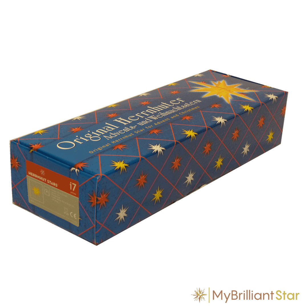 Box for Original Herrnhut paper star, yellow / red center, ~ 70 cm / 27 inch ø