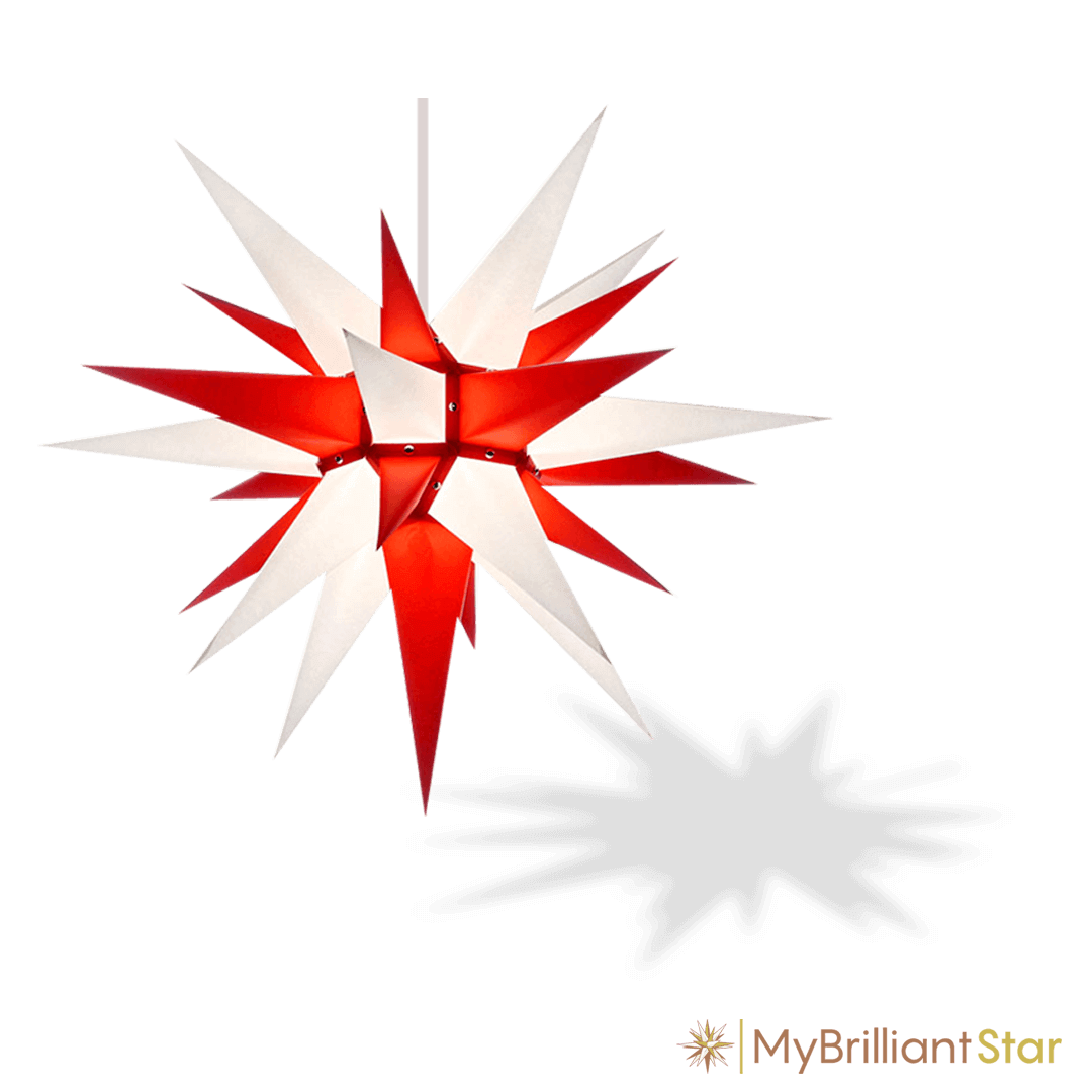 Original Herrnhut paper star, white / red, ~ 70 cm / 27 inch ø