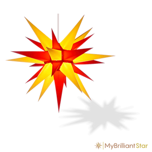 Original Herrnhut paper star, yellow / red, ~ 70 cm / 27 inch ø