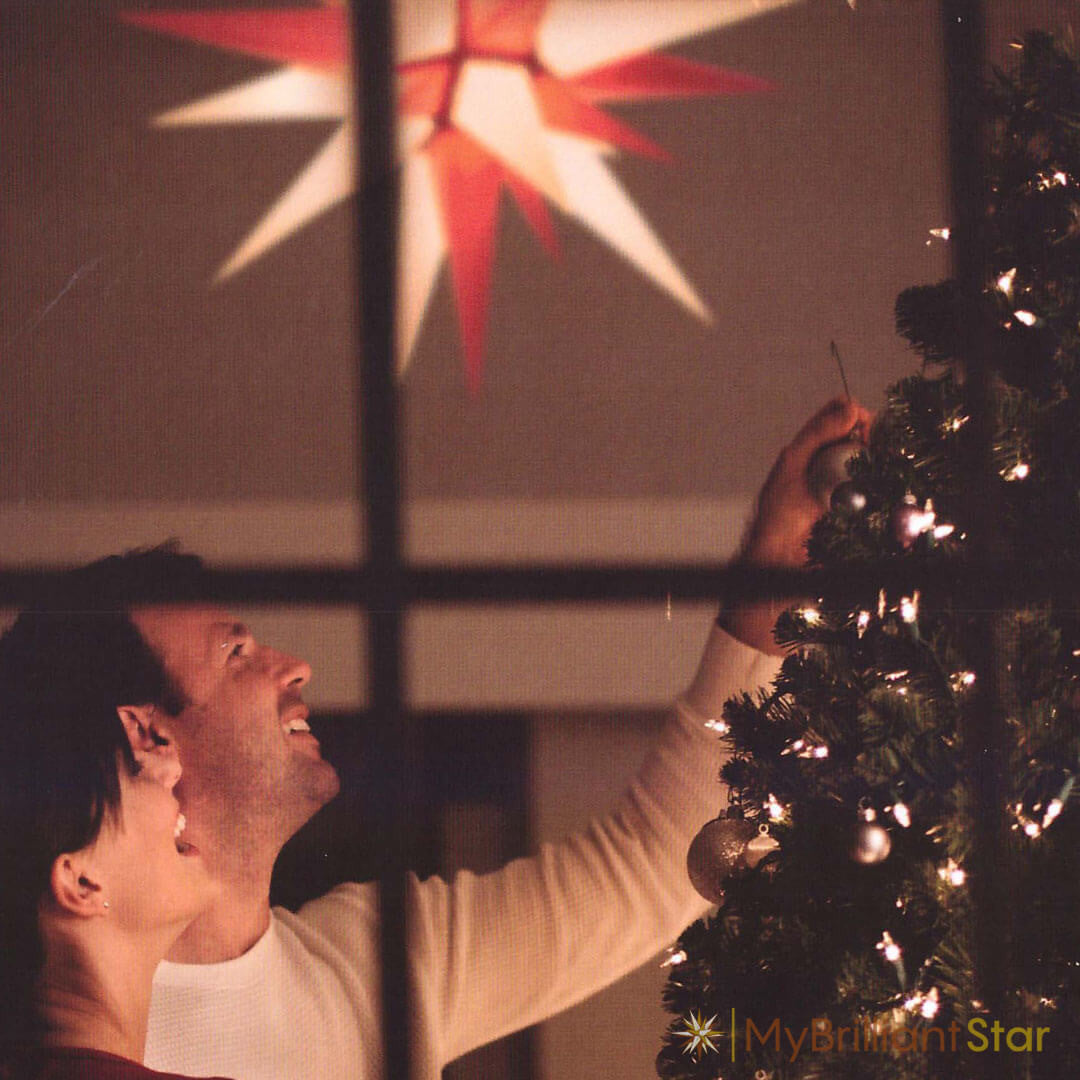 Original Herrnhut paper star, white / red, ~ 70 cm / 27 inch ø