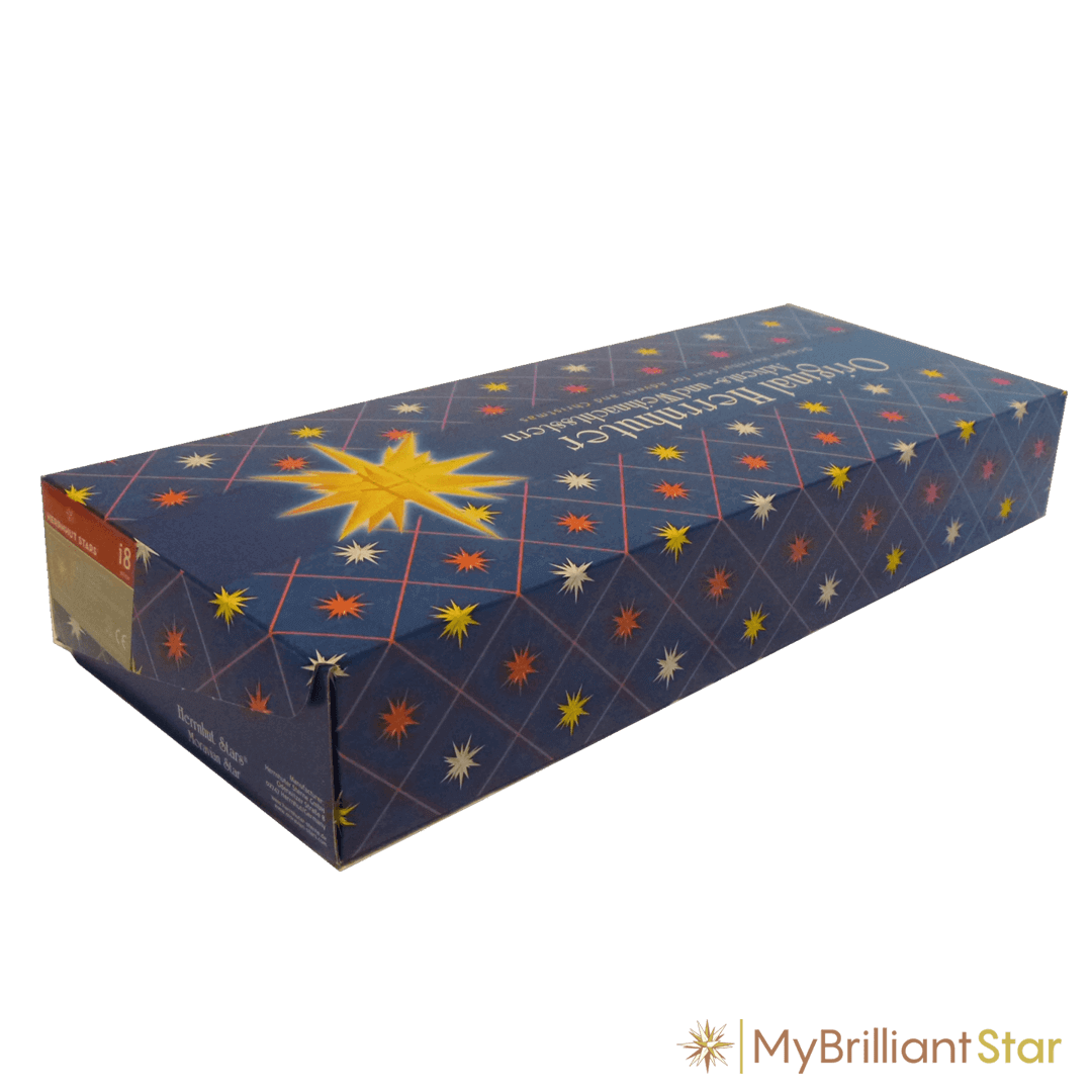 Box for Original Herrnhut paper star, yellow / red center, ~ 80 cm / 32 inch ø
