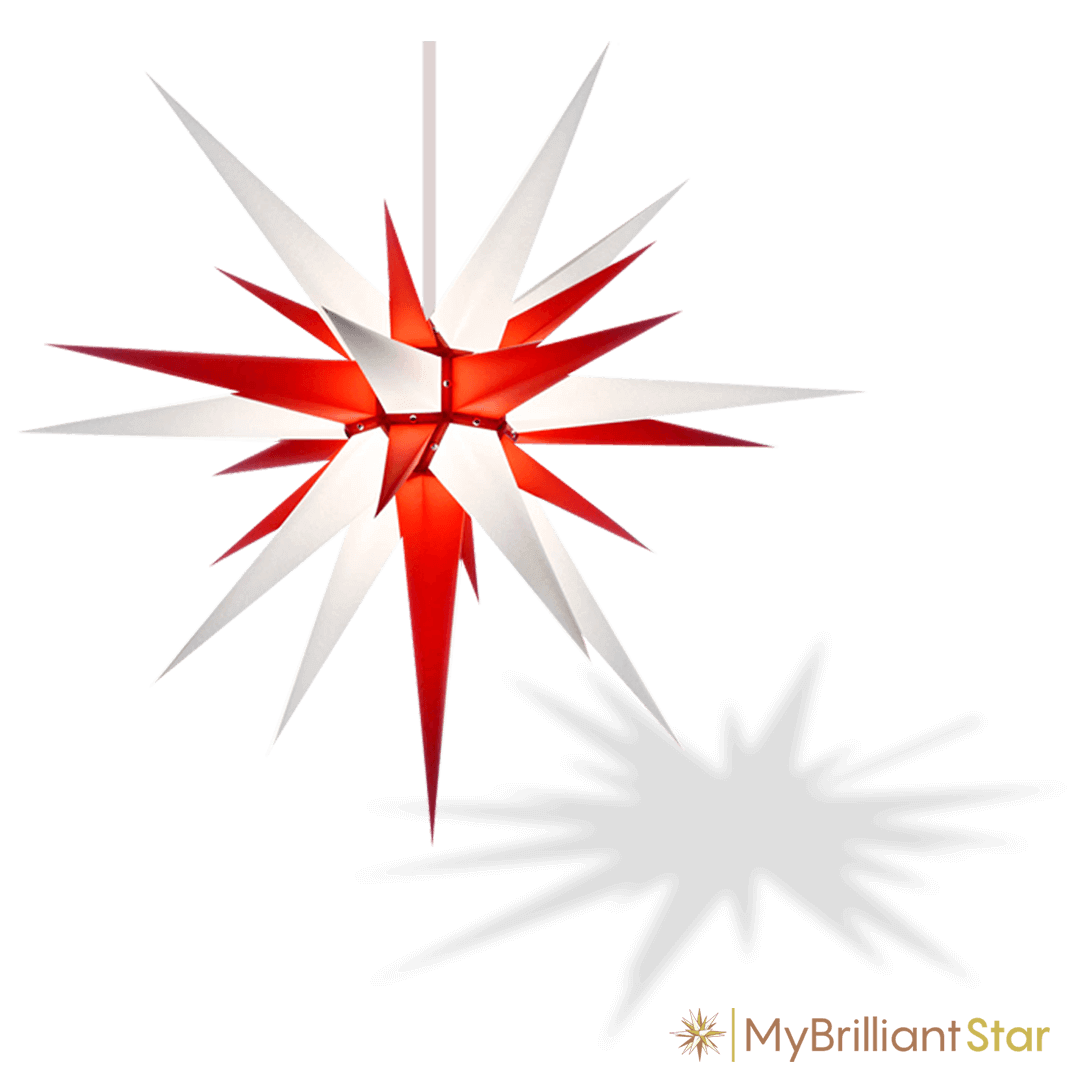 Original Herrnhut paper star, white / red, ~ 80 cm / 32 inch ø