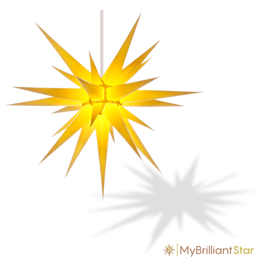 Original Herrnhut paper star, yellow, ~ 80 cm / 32 inch ø